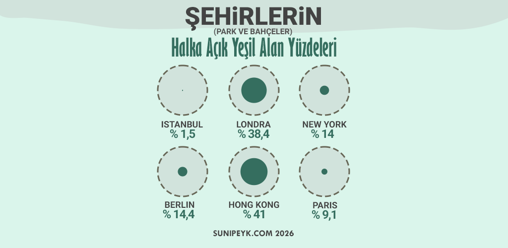 Şehirlerin yeşil alan oranı, infografik