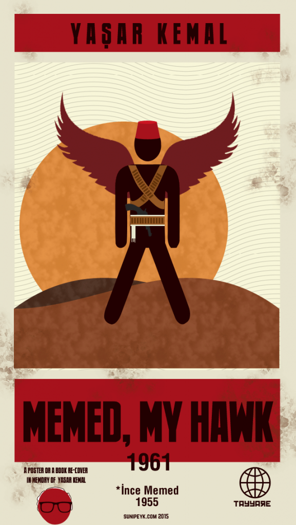 A poster or a book re-cover for Memed, My Hawk