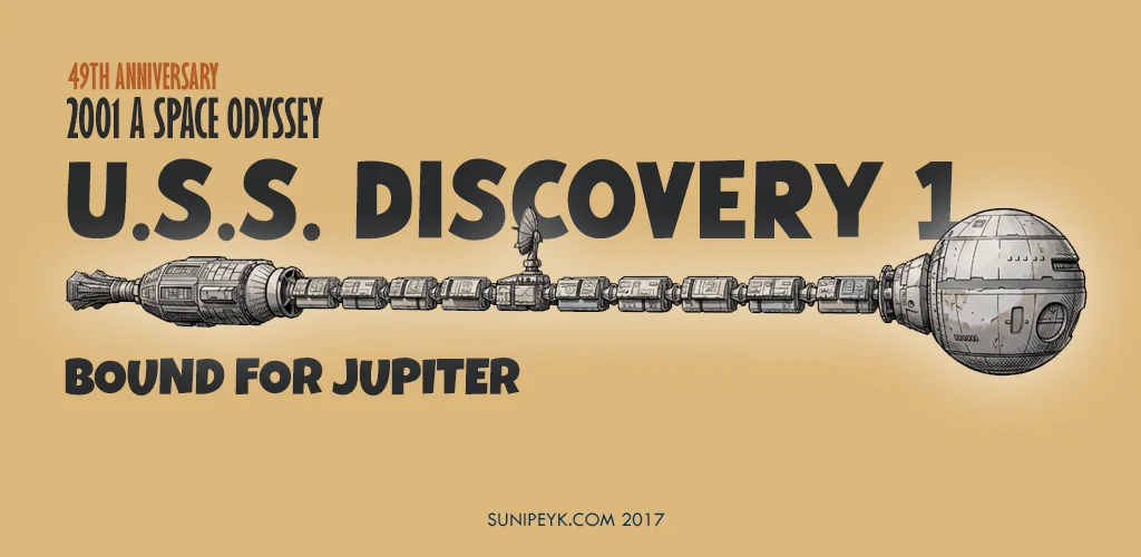 2001 a space odyssey, 49th anniversary poster with uss discovery 1