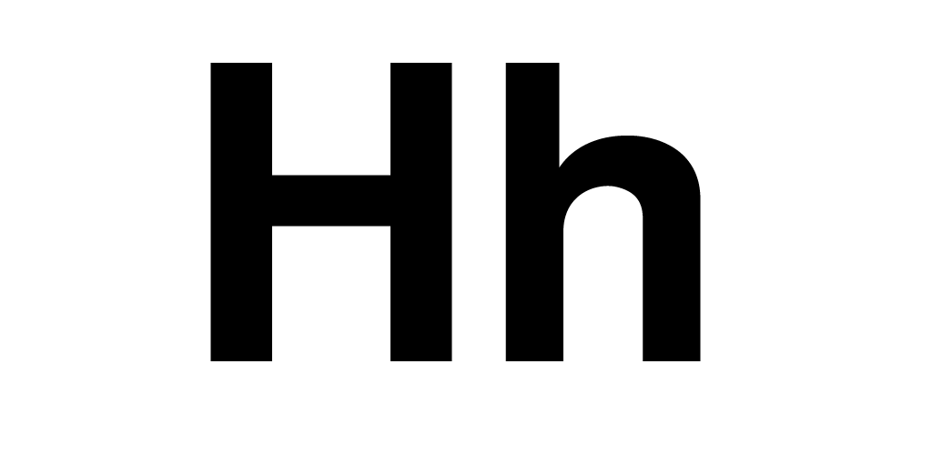 helvetica ile büyük ve küçük h harfi