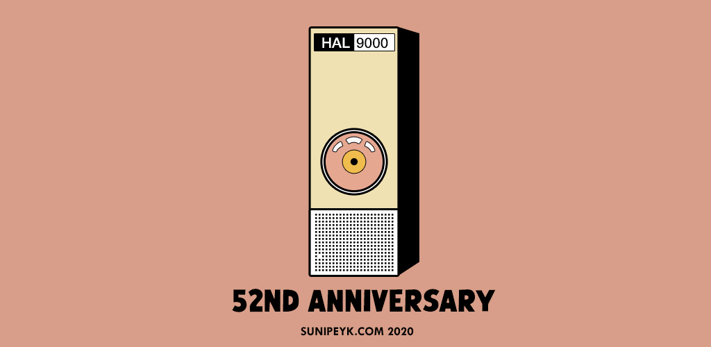 2001 a space odyssey 52th anniversary poster with hal 9000 icon