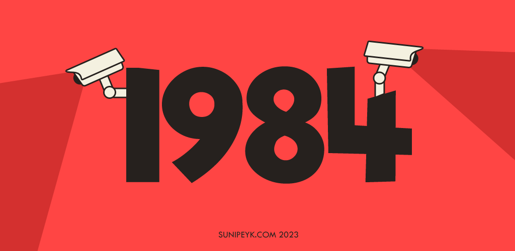 1984 yazısı üzerine 2 adet gözetleme kamerası ikonu