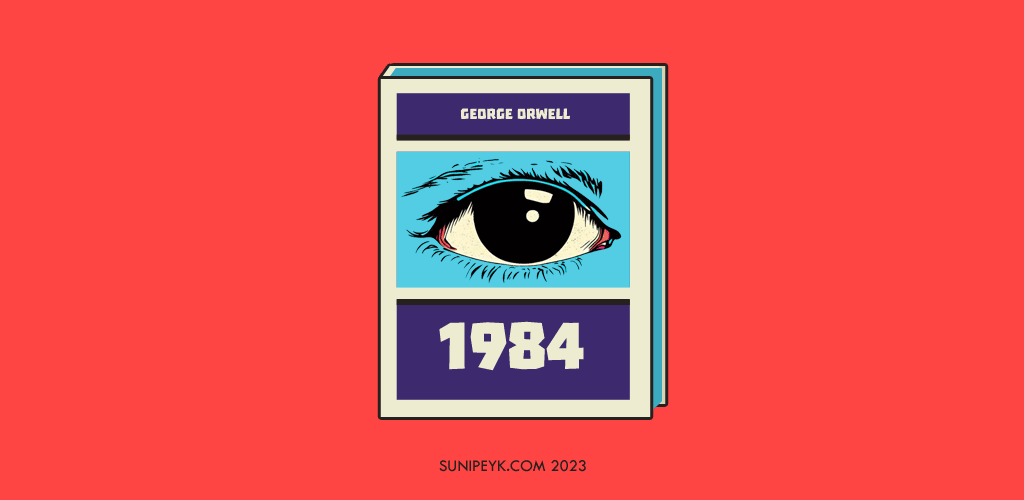üzerinde yapay zekanın yaptığı göz olan 1984 roman kapağı