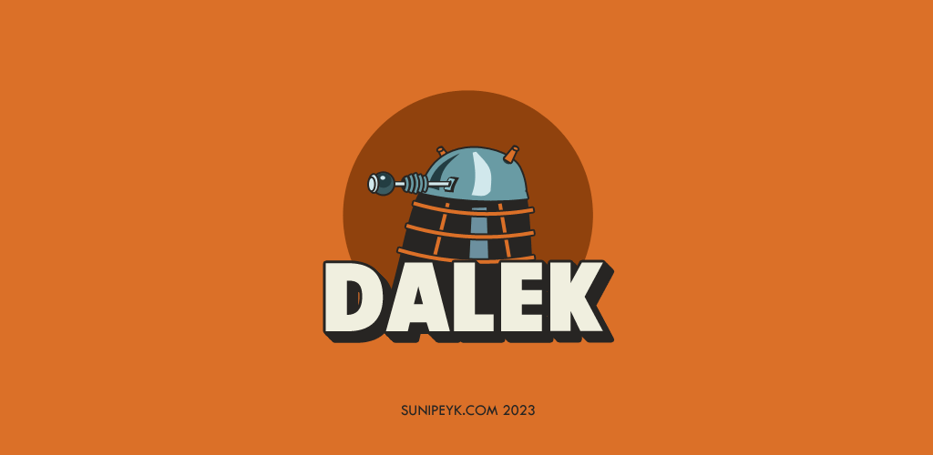 Dalek yazısı ve kafa görseli