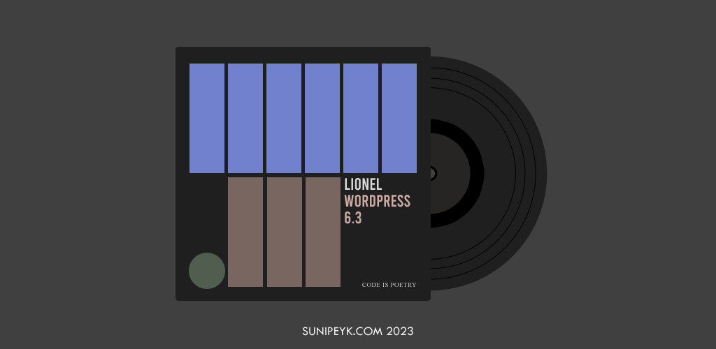 Lionel WordPress 6.3 yazılı plak ve kapağı