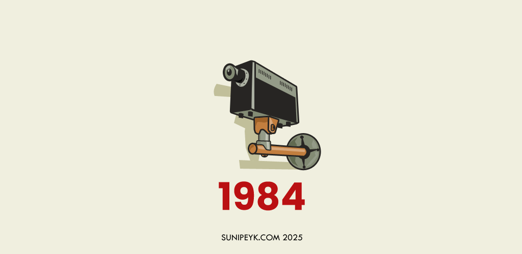 retro cctv kamerası ve kırmızı renkli 1984