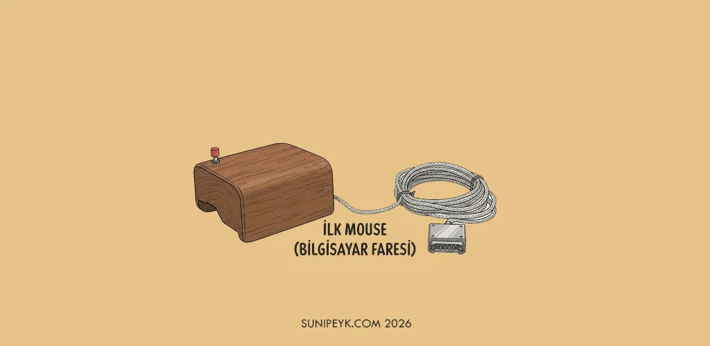 ilk bilgisayar faresinin illustrasyonu ( ilk mouse)
