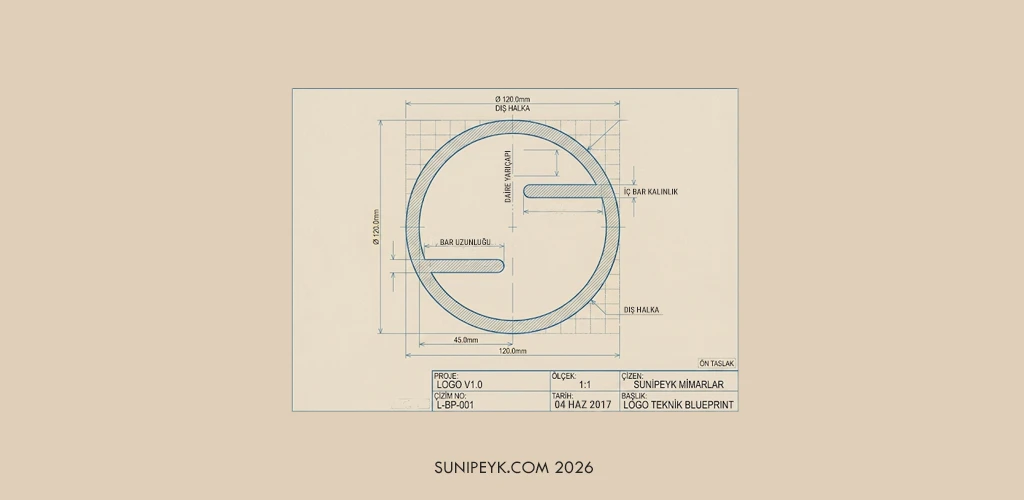 sunipeyk logosunun taslak, blueprint çizimi illustarsyonu