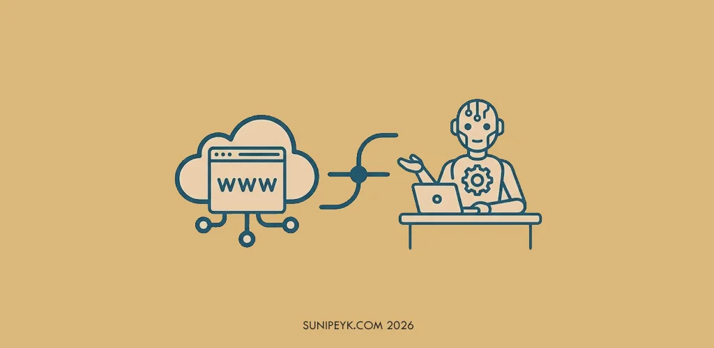 WebMCP temsilen, www site ve bir robot yapay zeka